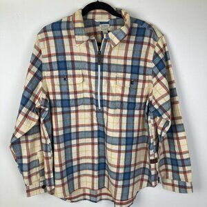 LL Bean Half Zip Soft Flannel Women’s Size XL Petite Relaxed Fit Long Sleeve